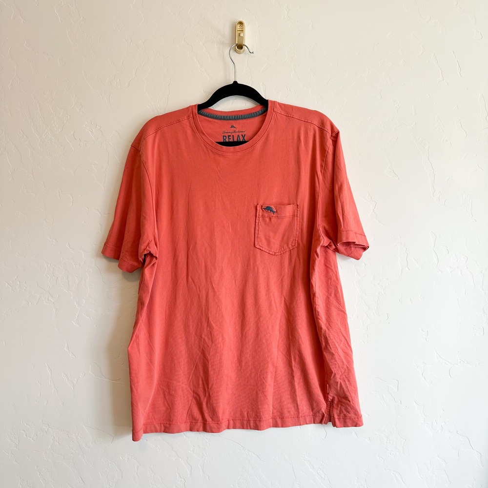 Tommy‎ Bahama | Relax 100% Cotton Crewneck Short Sleeve Shirt in Red/Orange